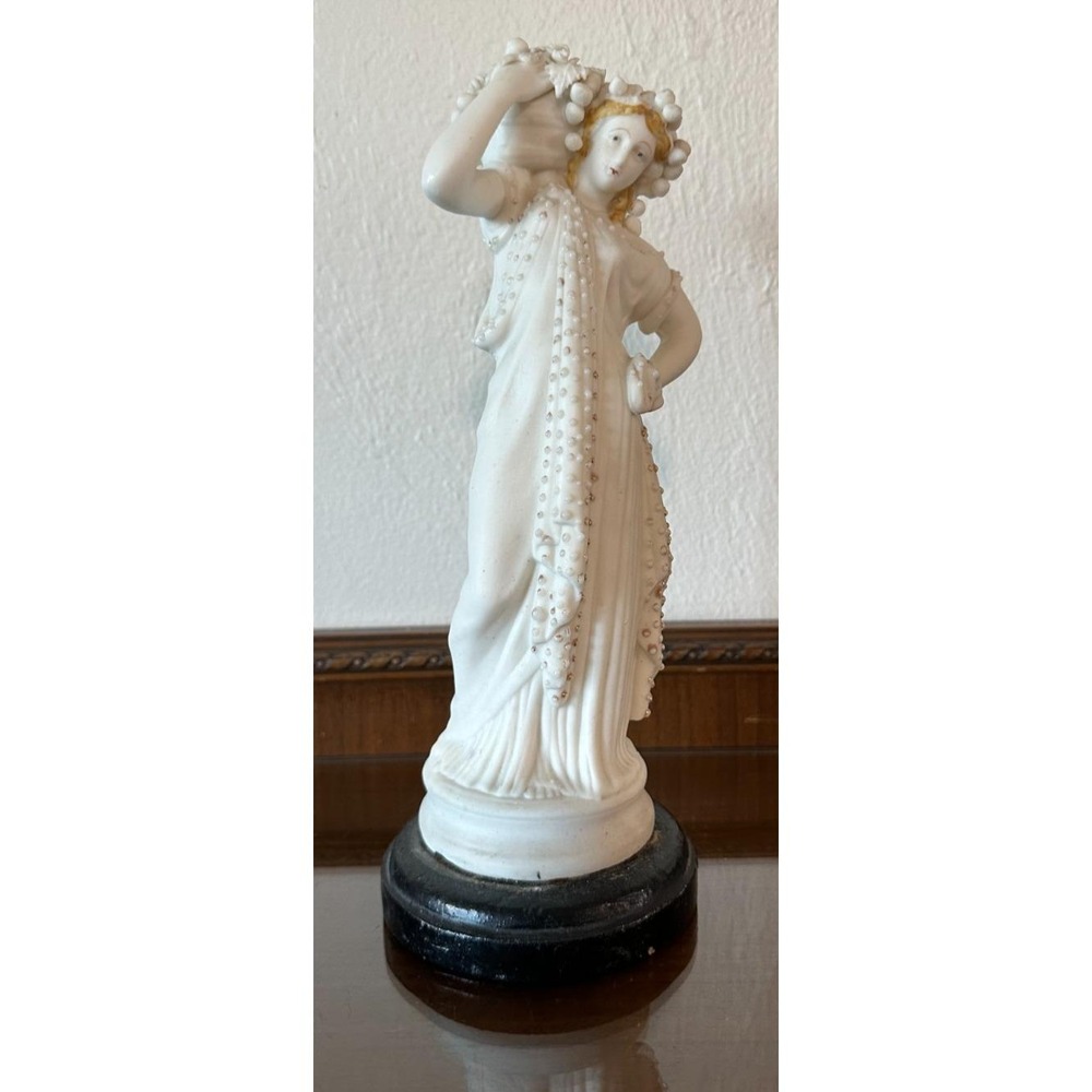 1800s Antique Minton Parian Classical Female Figure Fruit Basket 12"